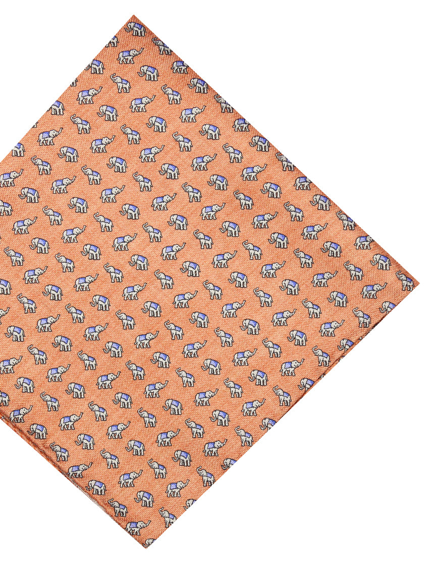 DÉCLIC Small Elephant Pocket Square - Orange