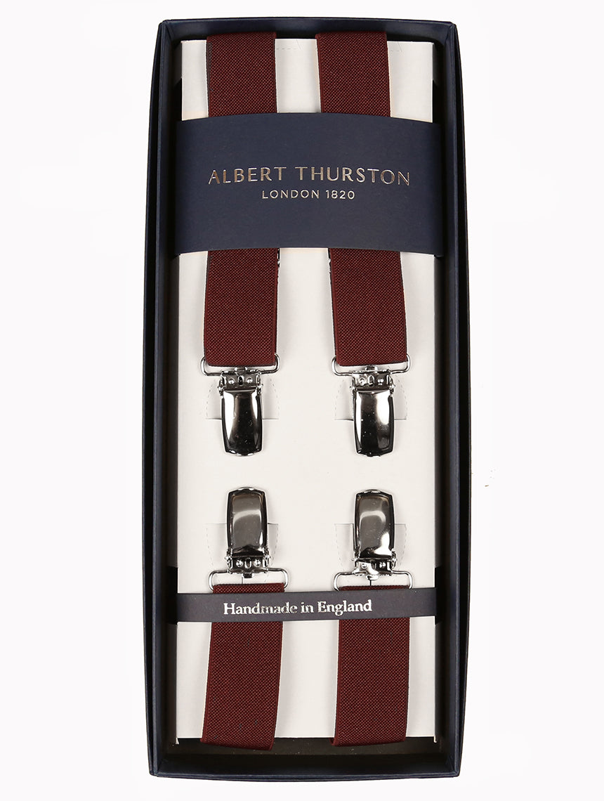 AT Plain 2.5cm Clip Braces - Wine