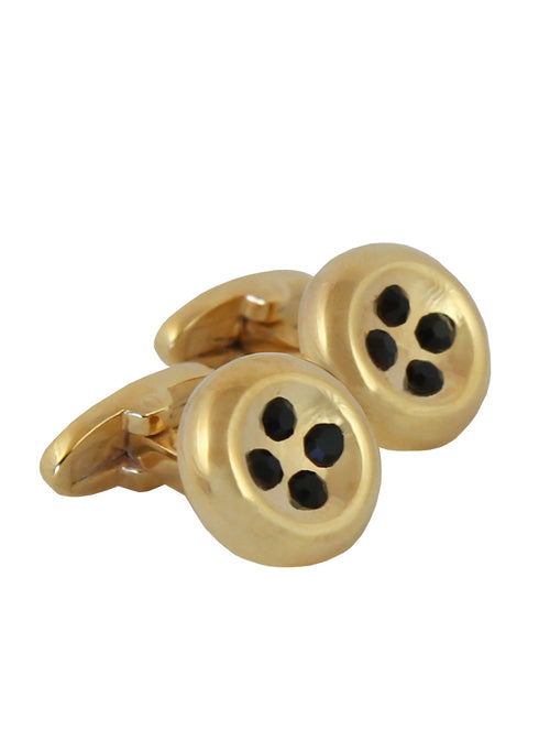 DÉCLIC Button Crystal Cufflink - Gold