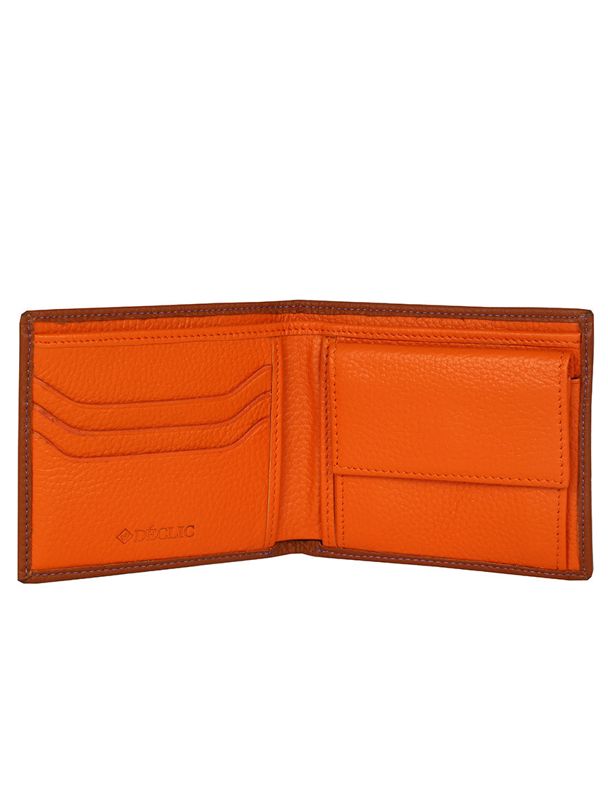 DÉCLIC Block Bi-Fold Wallet - Tan-Orange
