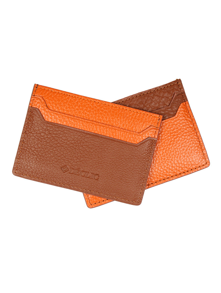 DÉCLIC Block Reverse Credit Card Wallet - Tan-Orange