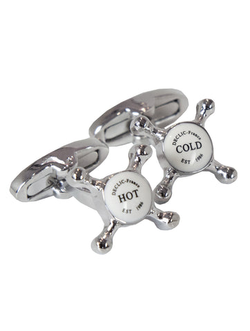 DÉCLIC Button Crystal Cufflink - Silver