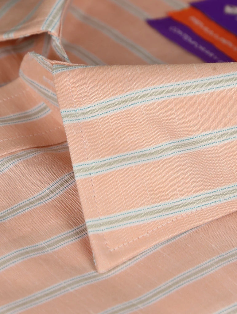 DÉCLIC Jarrow Linen Stripe Shirt - Orange