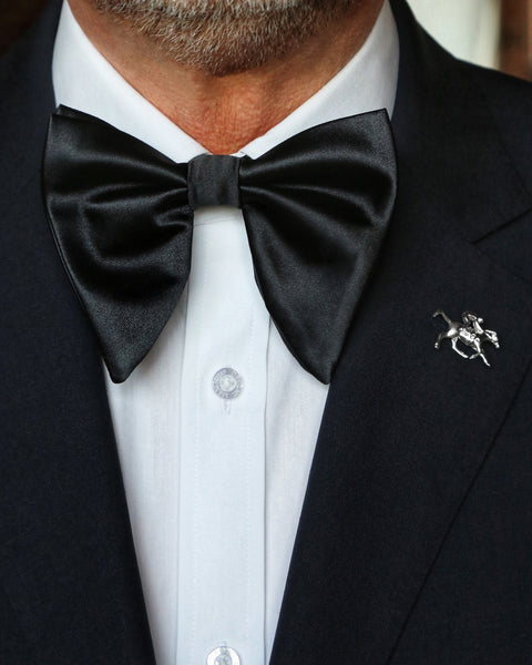 JA Floppy 10cm Plain Bow Tie - Black