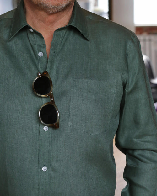 DÉCLIC Caldo Linen Shirt - Green