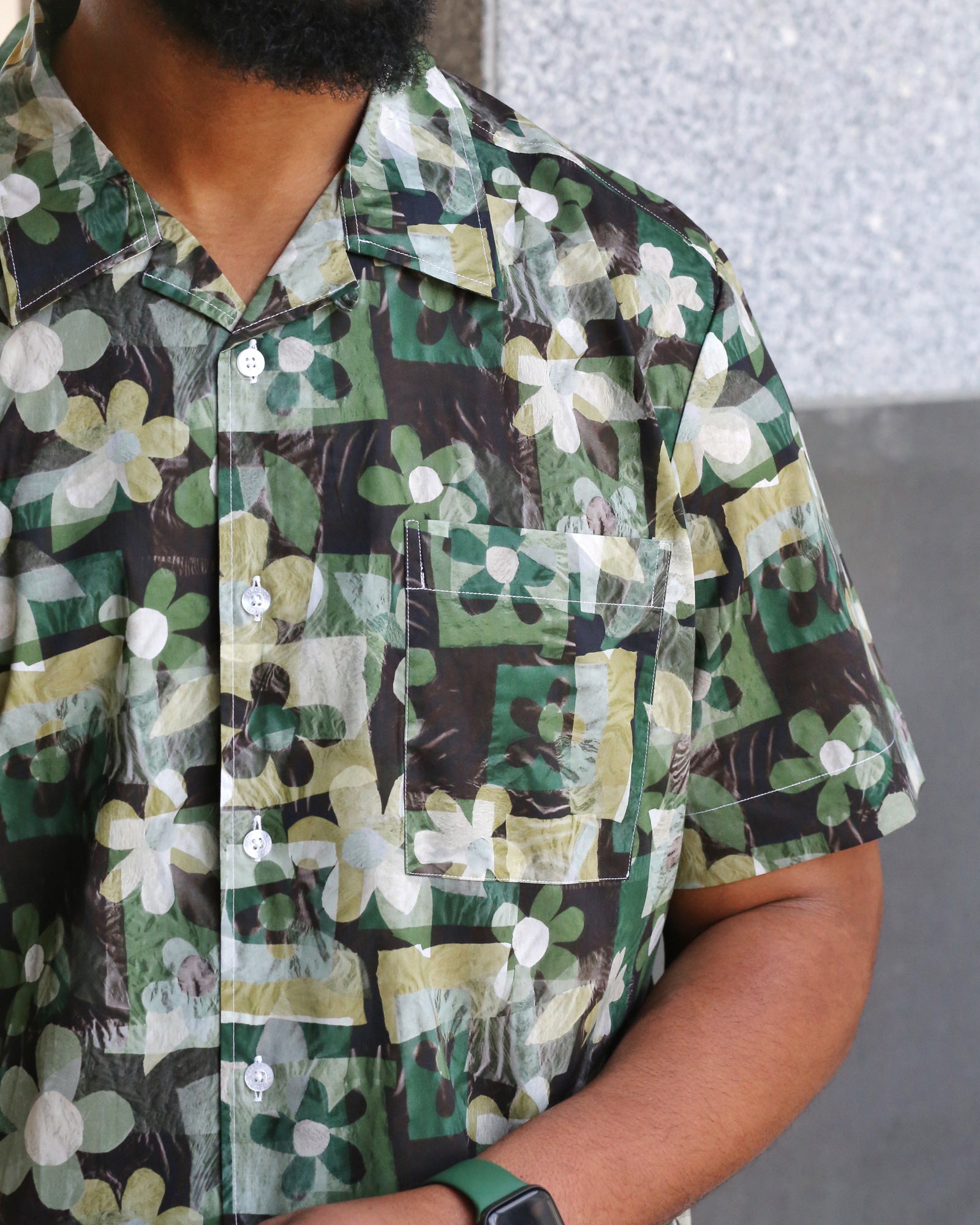 DÉCLIC Liberty Scheren Floral Print Short Sleeve Shirt - Green