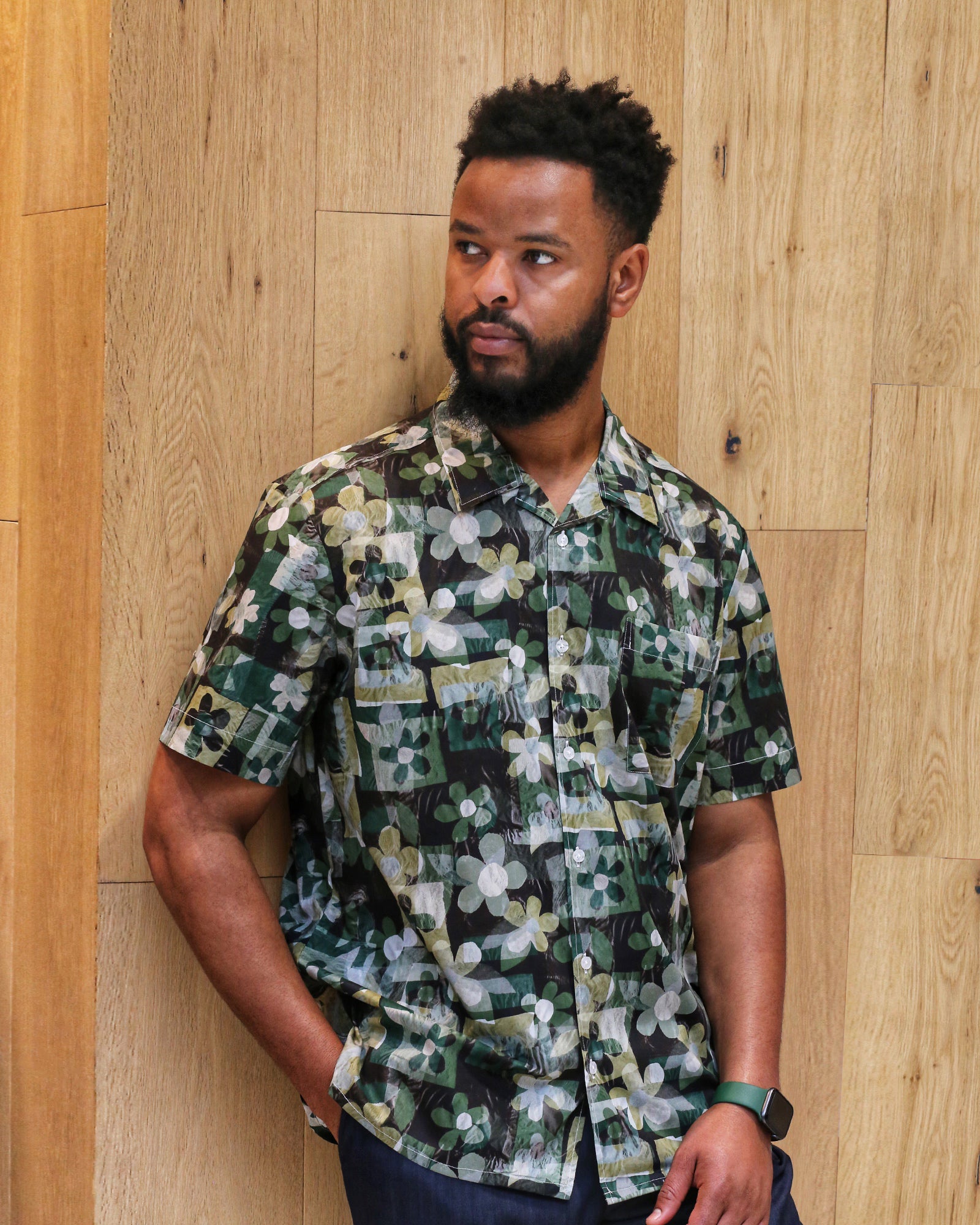 DÉCLIC Liberty Scheren Floral Print Short Sleeve Shirt - Green