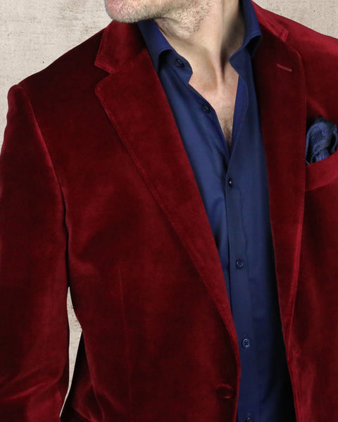 Mens maroon velvet on sale jacket