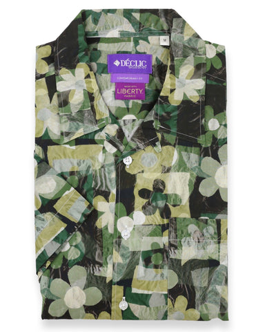 DÉCLIC Linx Pattern Print Short Sleeve Shirt - Navy
