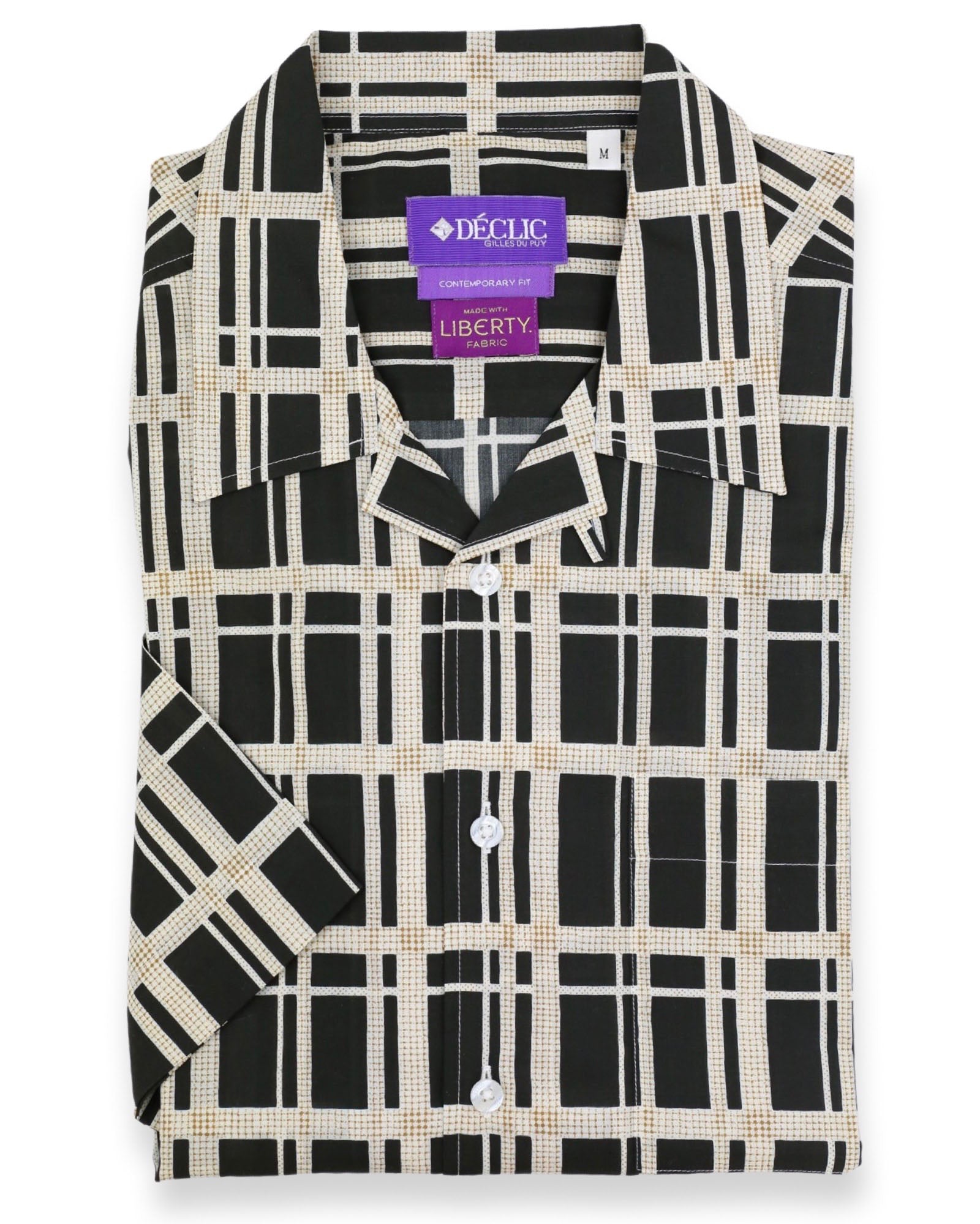 DÉCLIC Liberty Cuba Check Print Short Sleeve Shirt - Black
