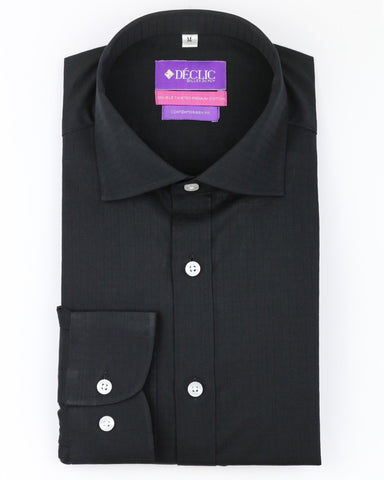 DÉCLIC Woven Thin Stripe Tie - Black