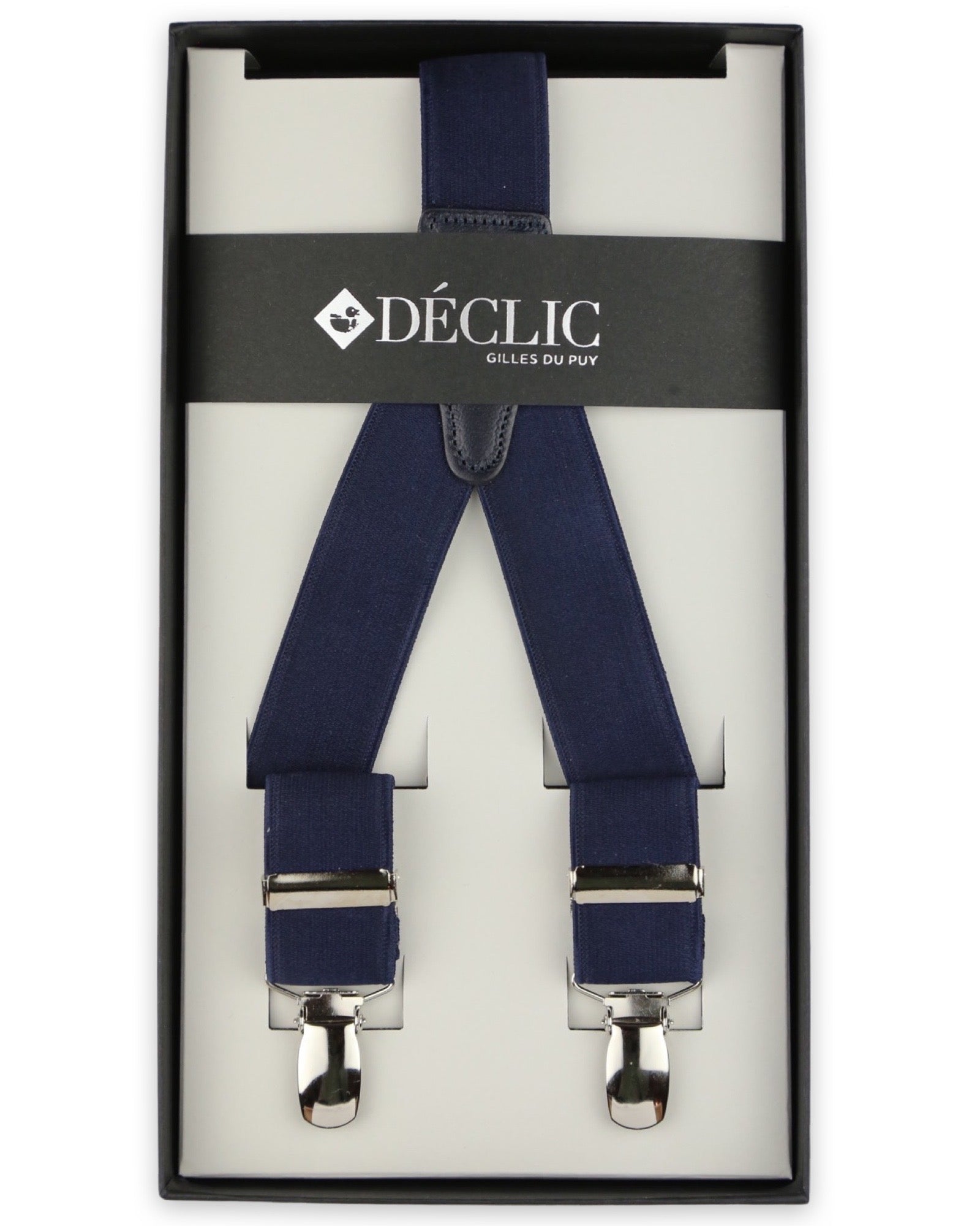 Plain Satin 2.5cm Clip Braces - Navy