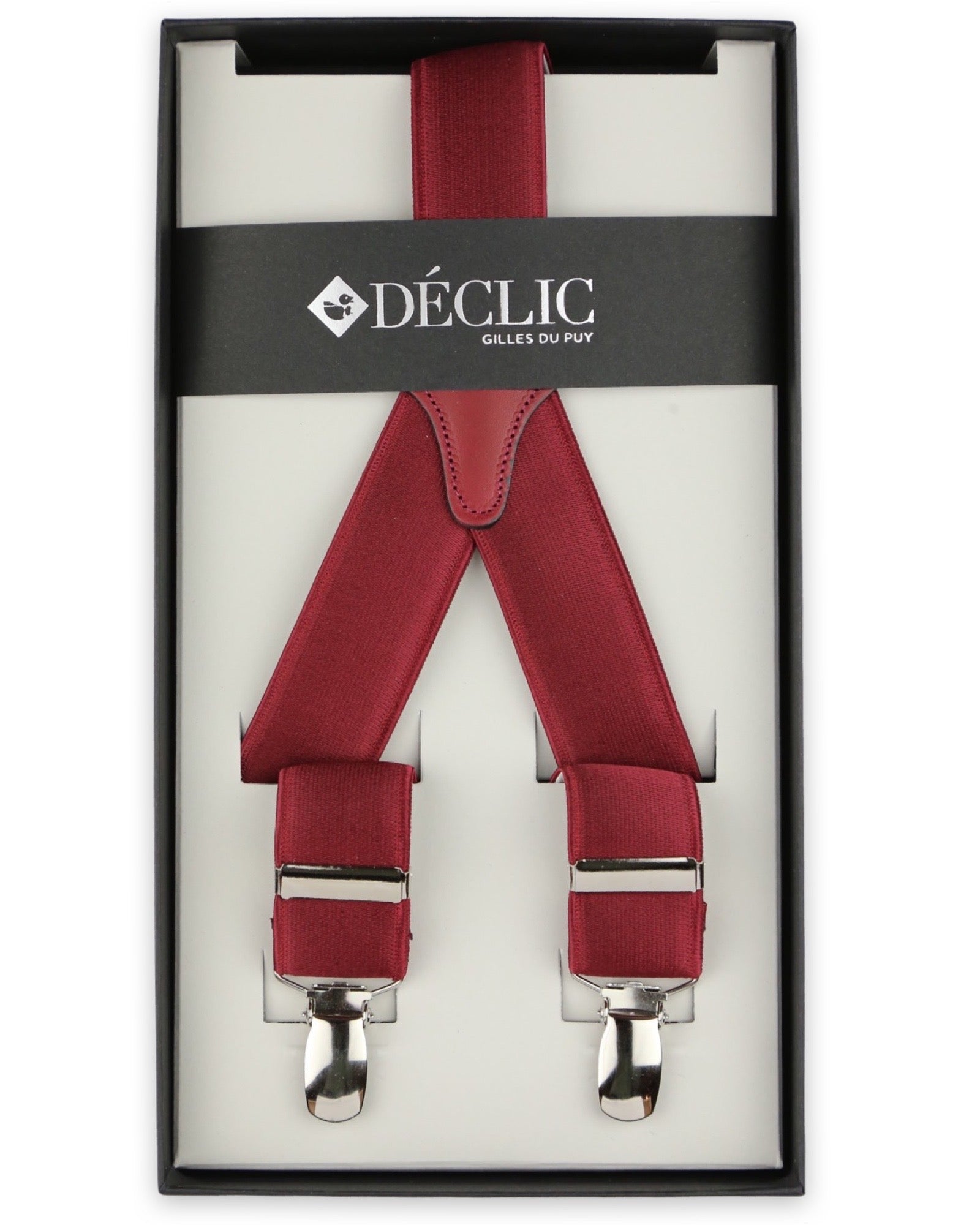 Plain Satin 2.5cm Clip Braces - Wine