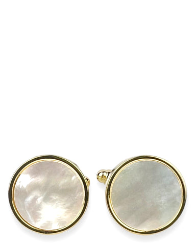 DÉCLIC Diamante Square Gold Cufflink - White