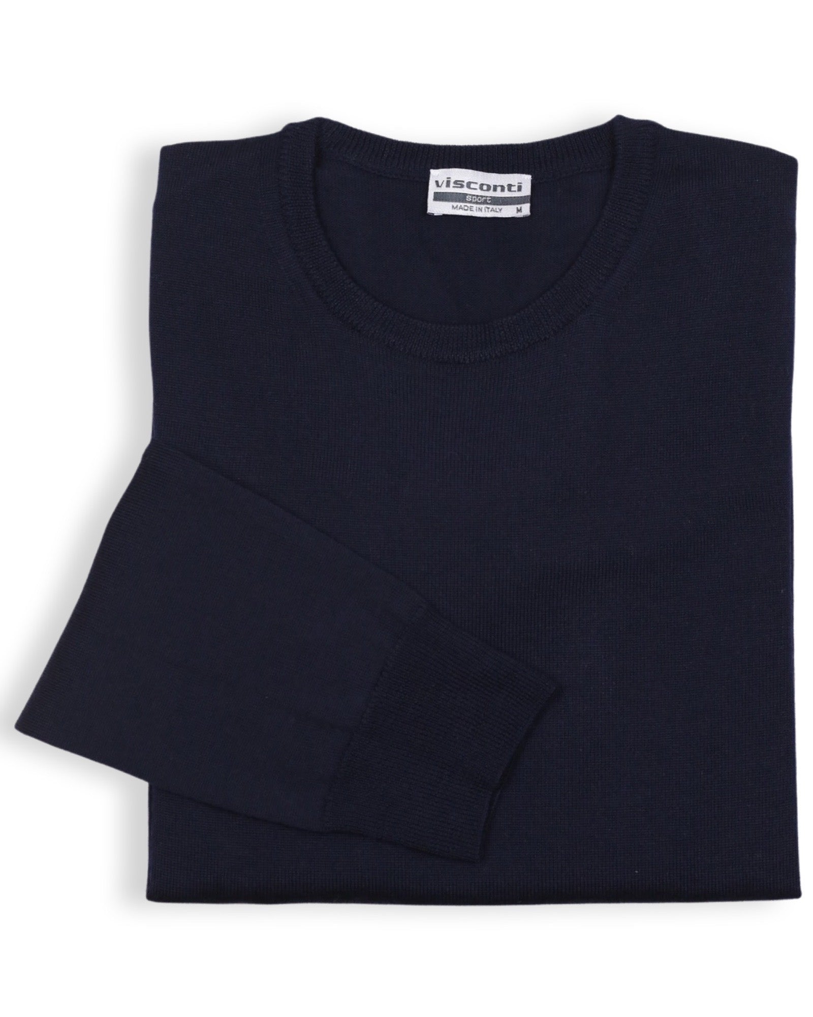 Merino Wool Crew Neck Jumper - Navy