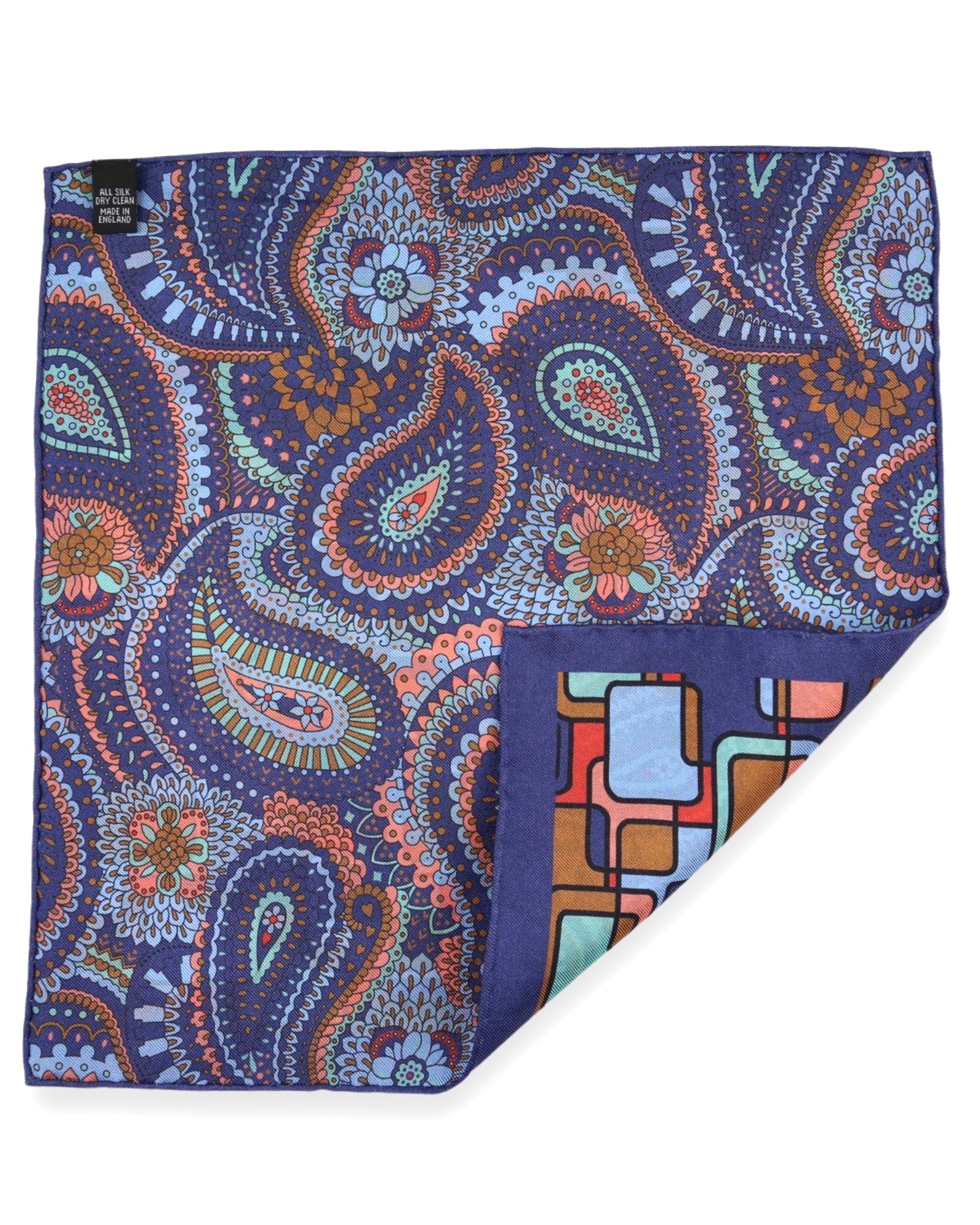 DÉCLIC Maxwell Reversible Pocket Square - Blue