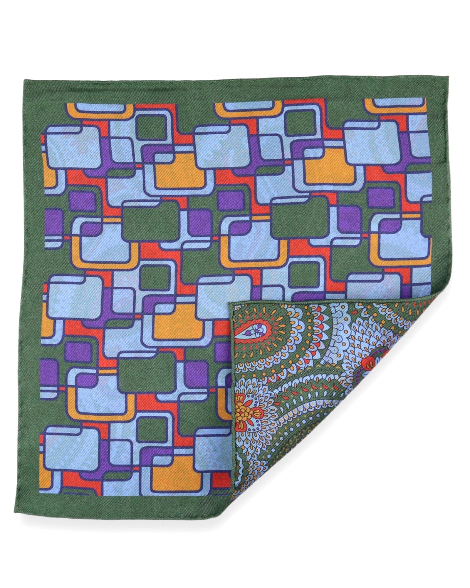 DÉCLIC Maxwell Reversible Pocket Square - Green