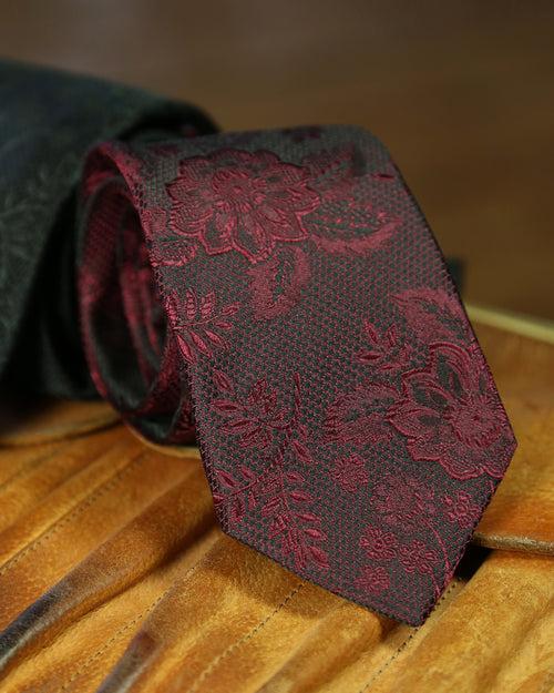 DÉCLIC Kontur Floral Tie - Burgundy