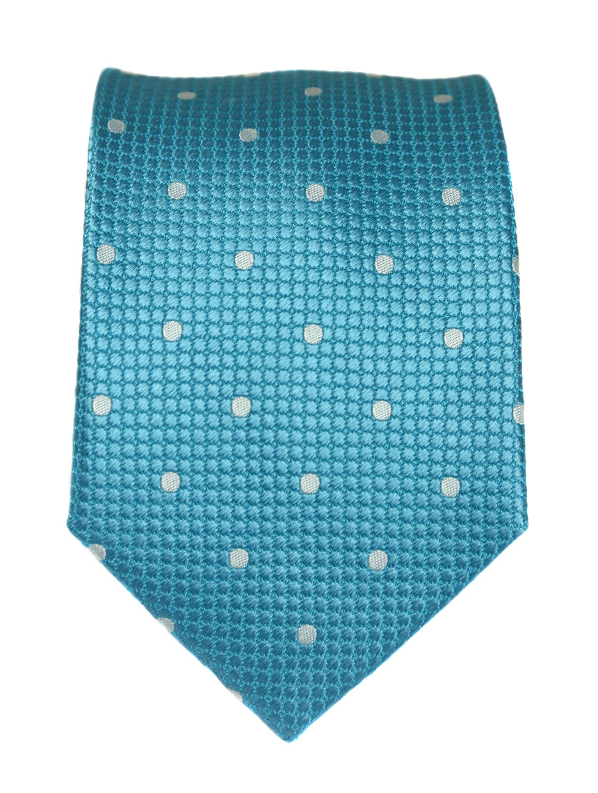 DÉCLIC Classic Spot Tie - Aqua/White