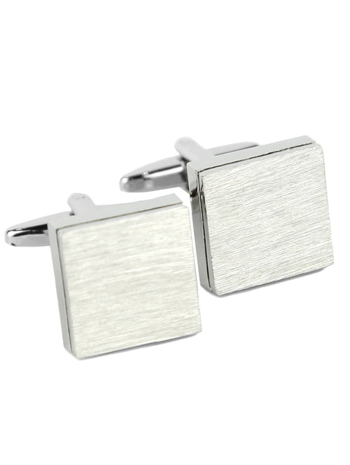 DÉCLIC Brushed Block Cufflink - Silver