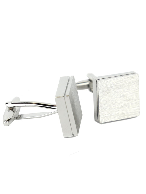 DÉCLIC Brushed Block Cufflink - Silver