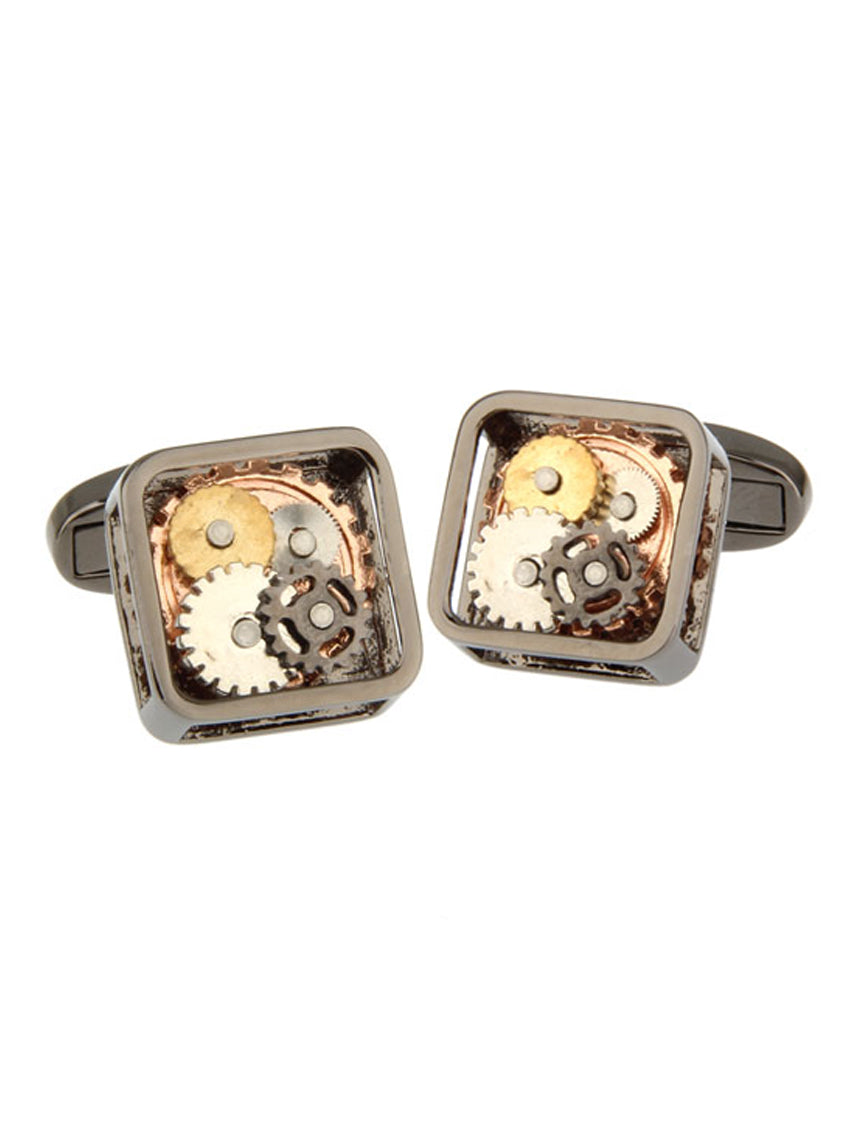 DÉCLIC Gear Square Cufflink - Gunmetal