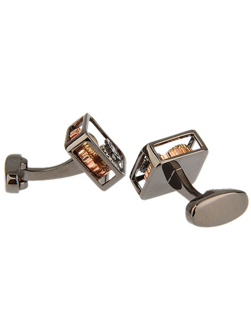 DÉCLIC Gear Square Cufflink - Gunmetal