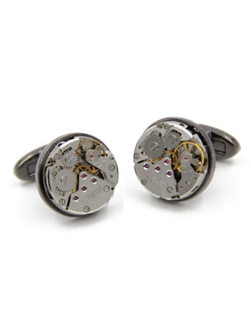 DÉCLIC Skull With Red Eyes Cufflink - Silver