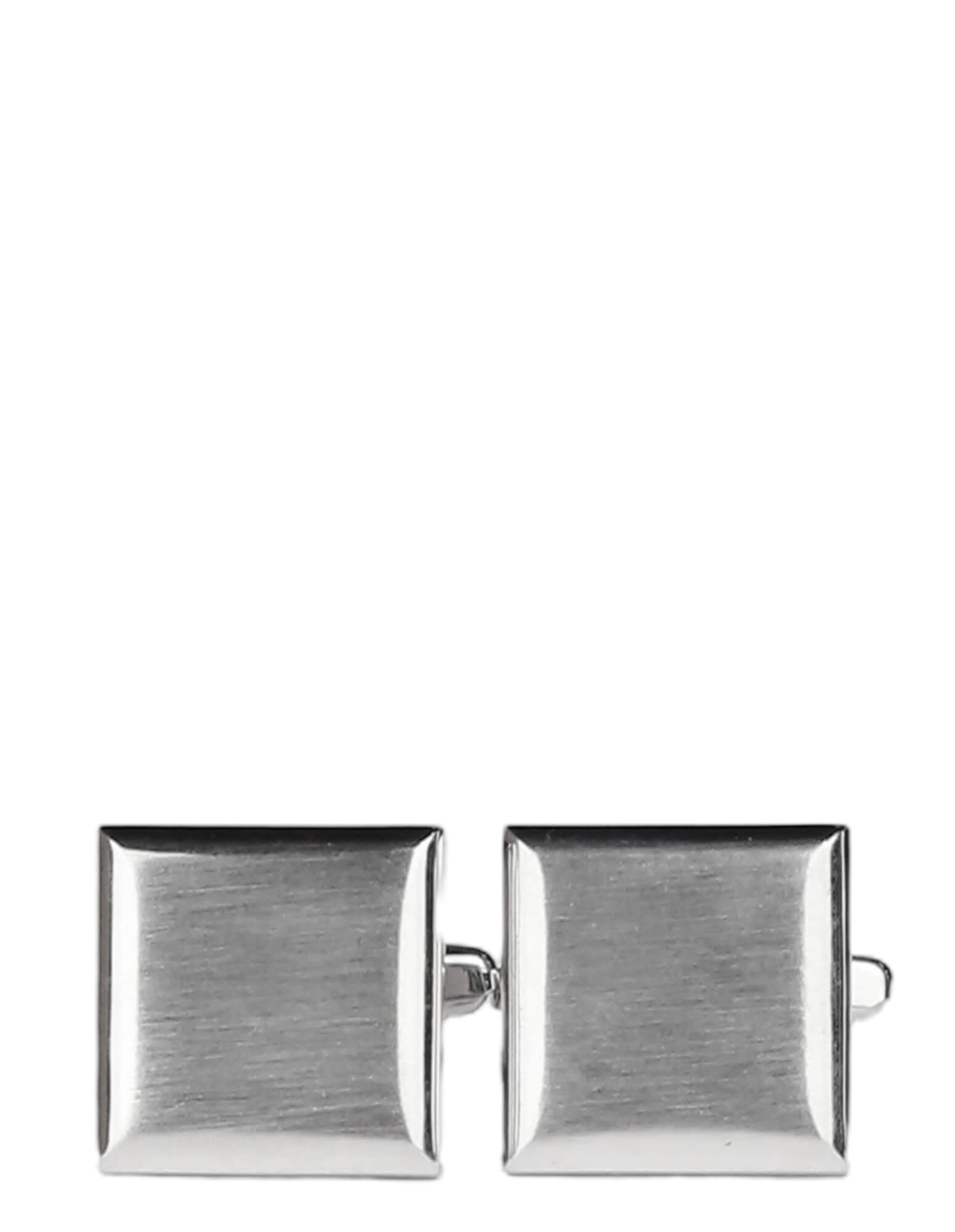 DÉCLIC Brushed Flat Square Cufflink - Silver