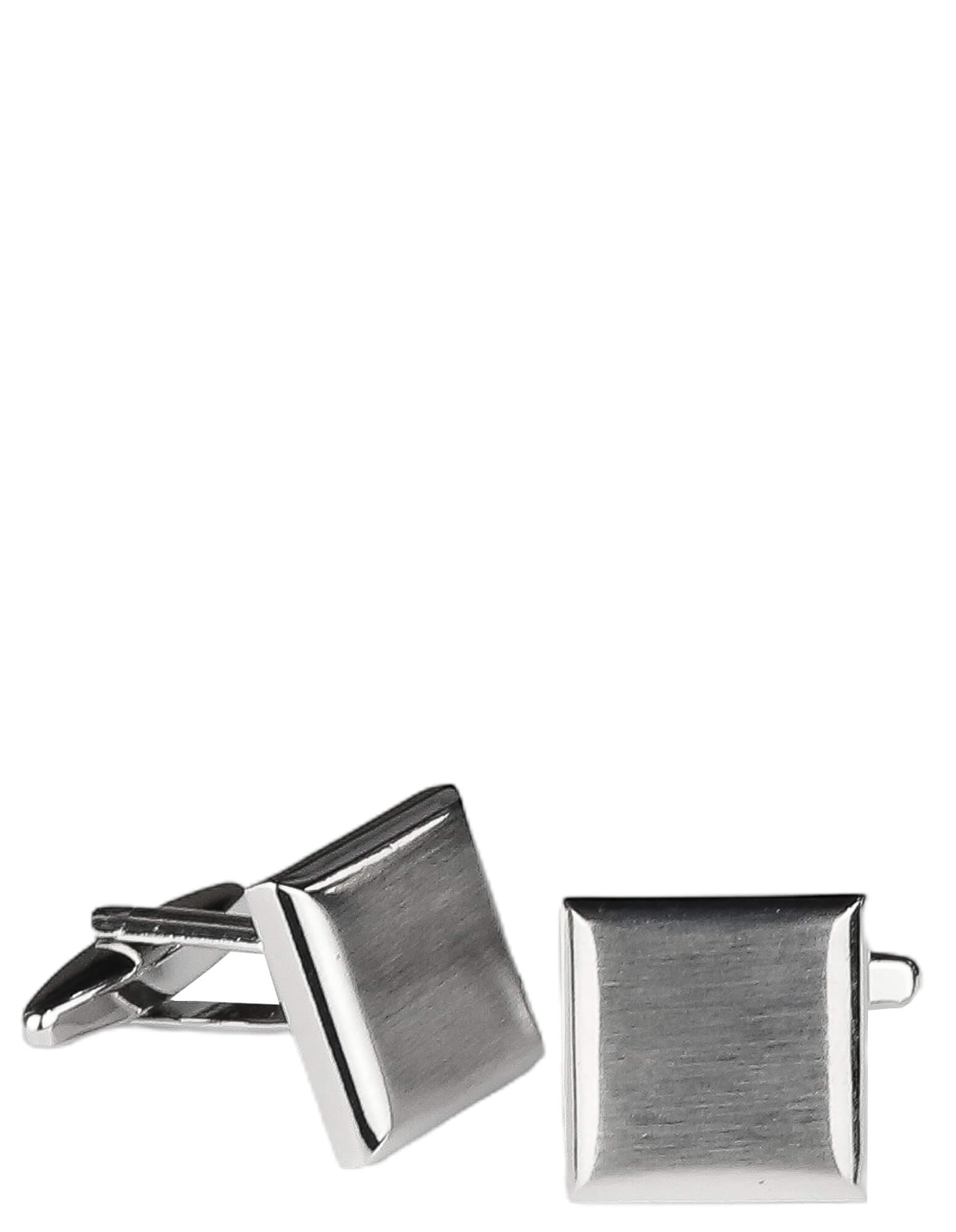 DÉCLIC Brushed Flat Square Cufflink - Silver
