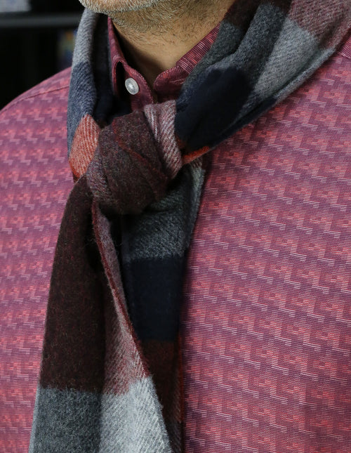 DÉCLIC Cervino Check Scarf - Burgundy