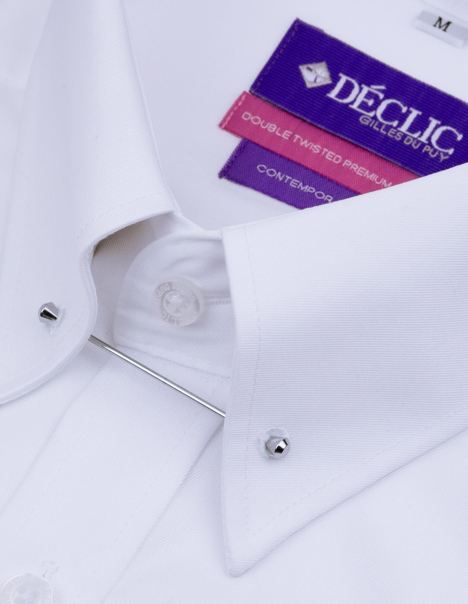 DÉCLIC Sel Slim Pin Collar Shirt - Double Cuff