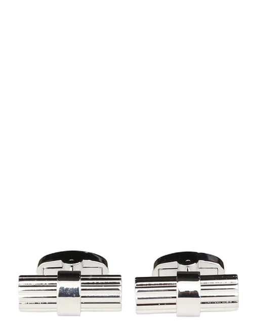 DÉCLIC Ribbed Bar Cufflink - Silver