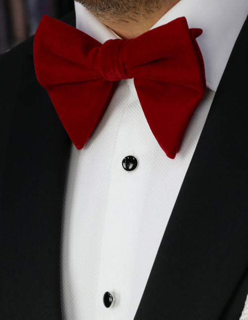 DÉCLIC Floppy Velvet Bow Tie - Red