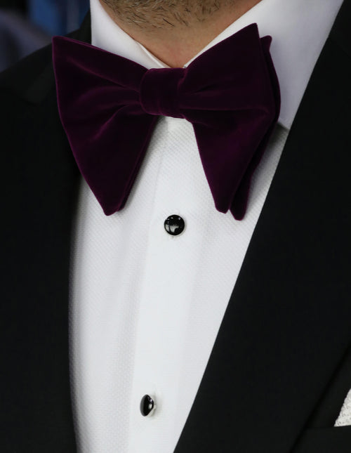 DÉCLIC Floppy Velvet Bow Tie - Aubergine