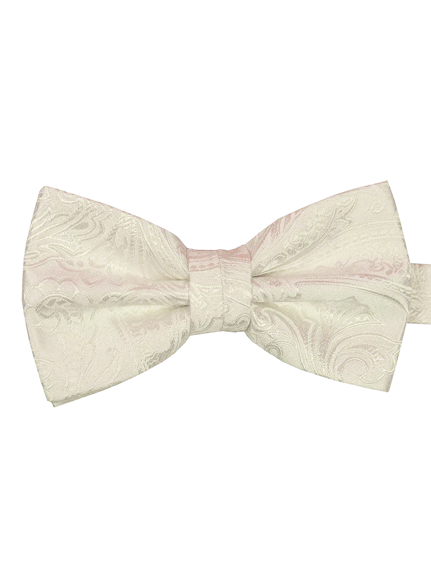 DÉCLIC Classic Paisley Bow Tie - White