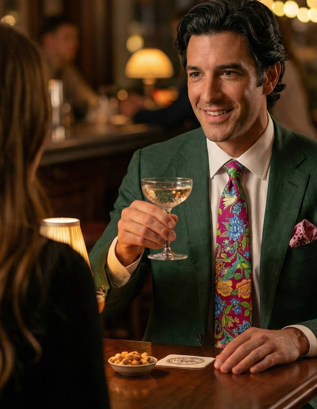 CANTINI Amara Floral Tie - Magenta