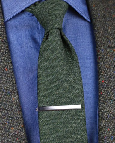 DÉCLIC Textured Short Tie Bar - Silver