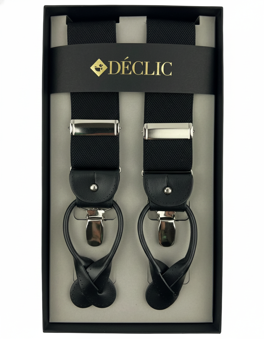 DÉCLIC Plain Twill 36mm 2-in-1 Braces - Black