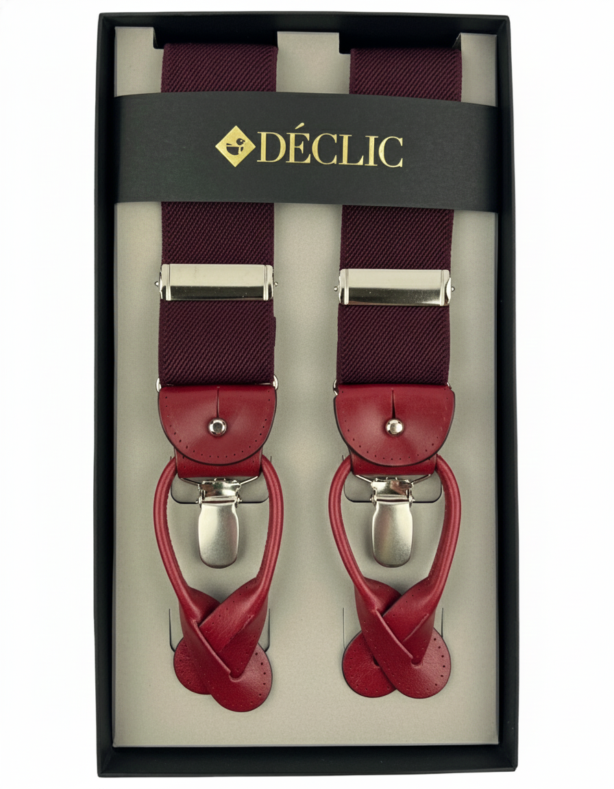 DÉCLIC Plain Twill 36mm 2-in-1 Braces - Burgundy