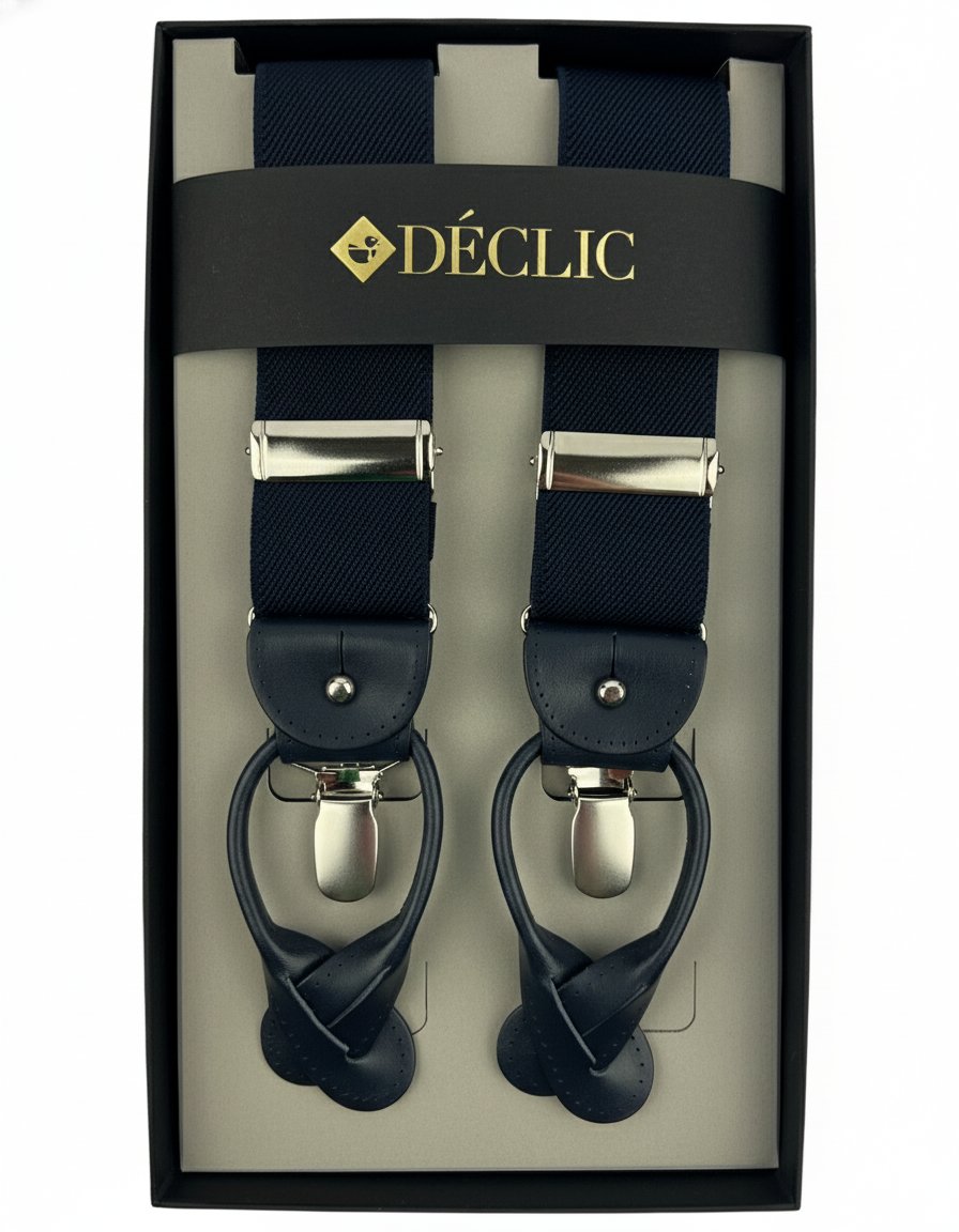 DÉCLIC Plain Twill 36mm 2-in-1 Braces - Navy