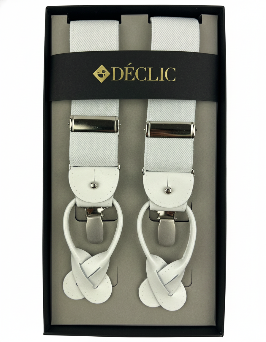 DÉCLIC Plain Twill 36mm 2-in-1 Braces - White