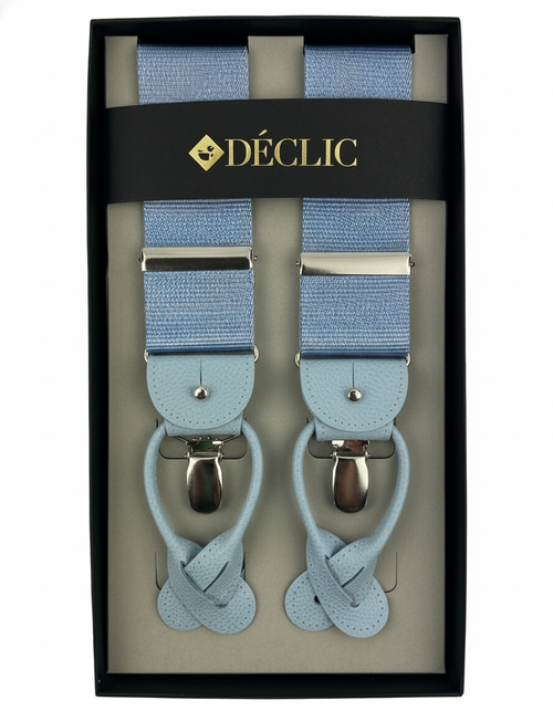 DÉCLIC Satin Ribbed 40mm 2-in-1 Braces - Sky