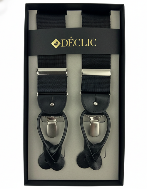 DÉCLIC Satin Ribbed 40mm 2-in-1 Braces - Black