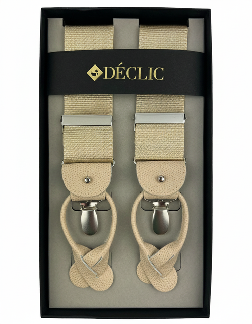 DÉCLIC Satin Ribbed 40mm 2-in-1 Braces - Champagne