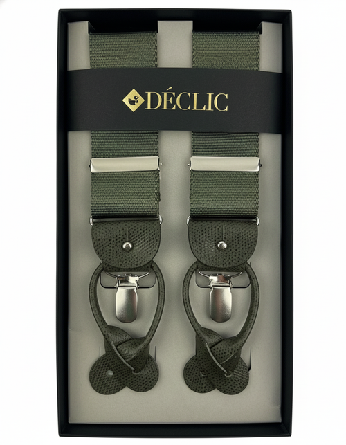 DÉCLIC Satin Ribbed 40mm 2-in-1 Braces - Khaki