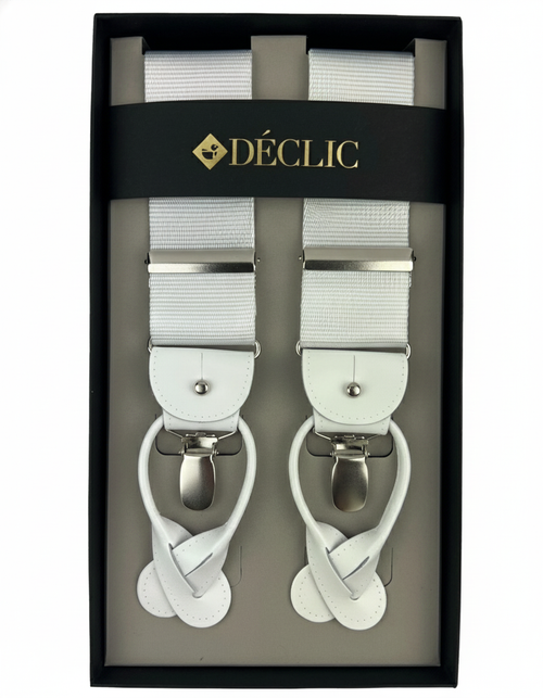 DÉCLIC Satin Ribbed 40mm 2-in-1 Braces - White