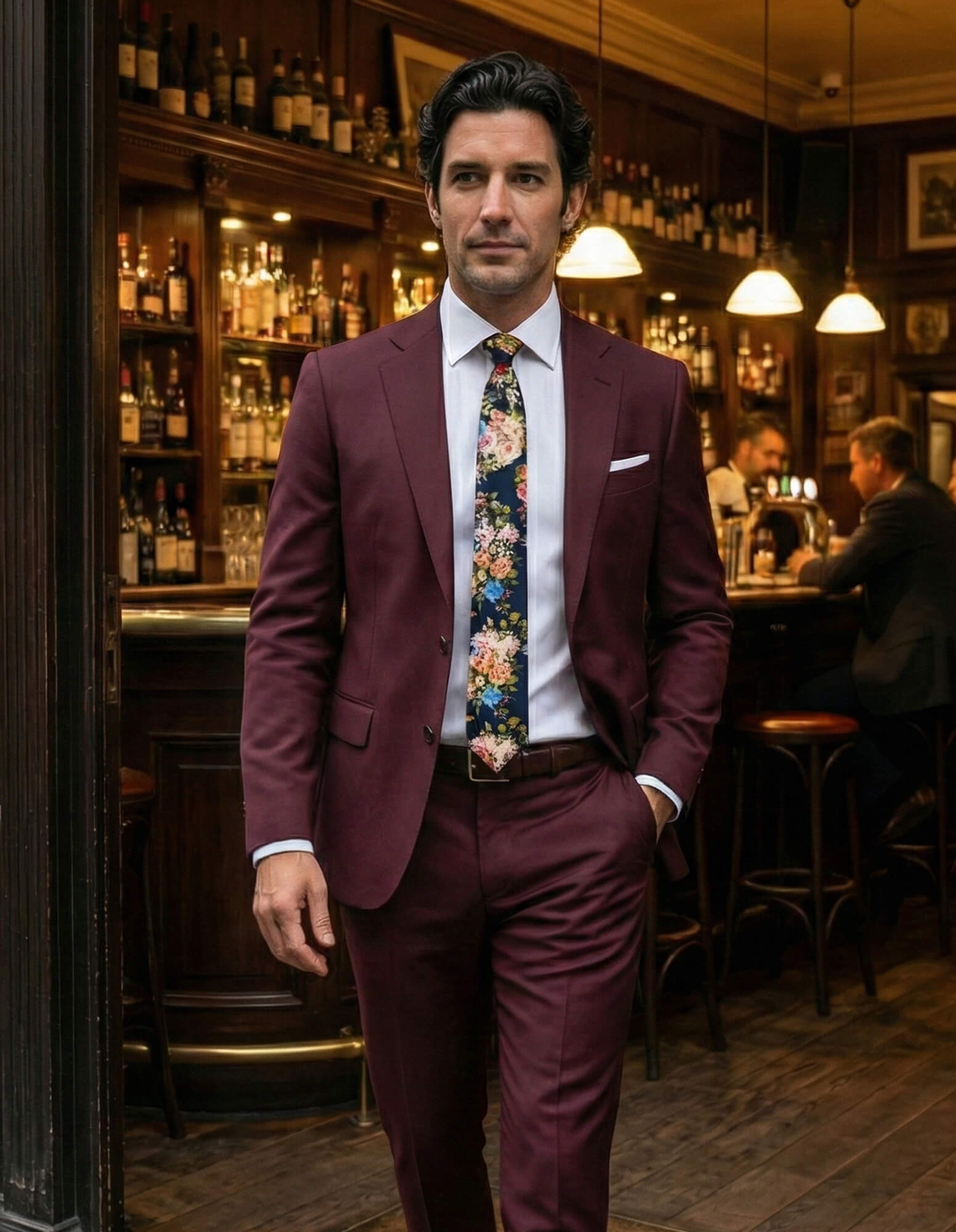 CANTINI Bloom Floral Tie - Navy