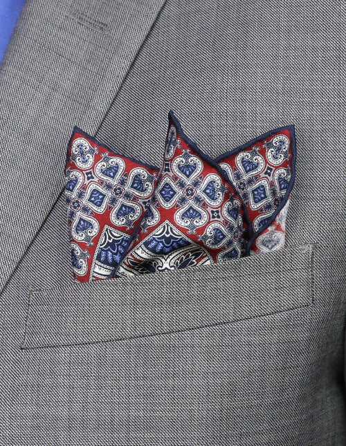 DÉCLIC Oakham Patterned Pocket Square - Blue