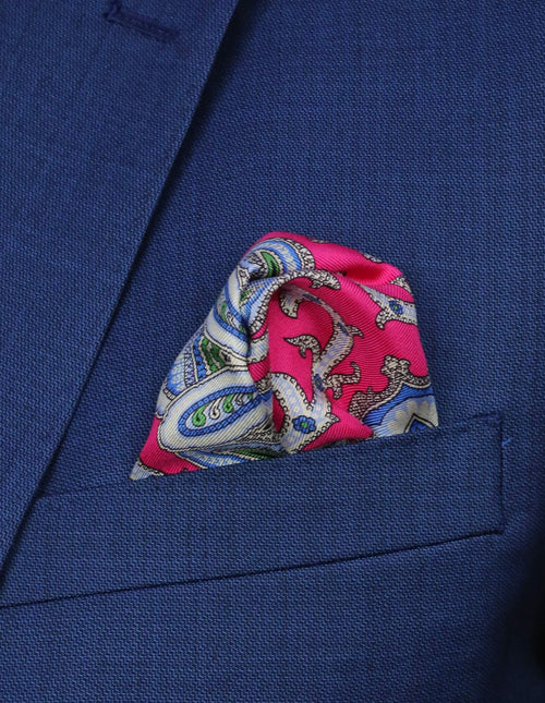 DÉCLIC Portishead Paisley Pocket Square - Fuschia